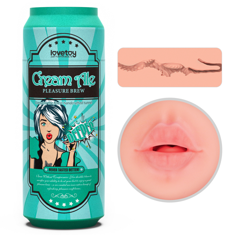 Мастурбатор в банке "Lovetoy Cream Ale" реалистичный ротик 