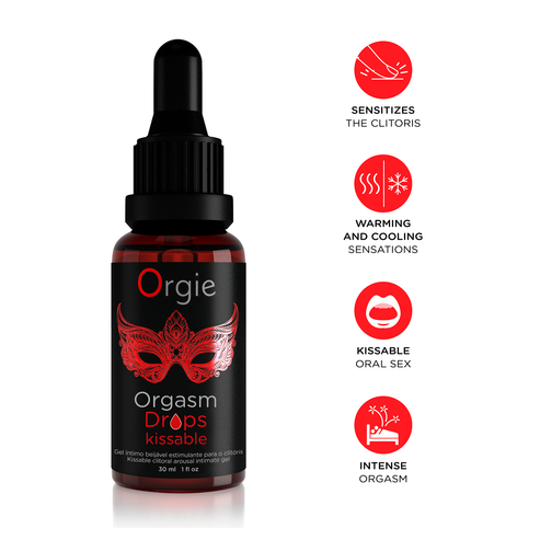 Капли для клиторального оргазма "Orgie Orgasm Drops Kissable" с разогревающим эффектом и вкусом яблока с гвоздикой 